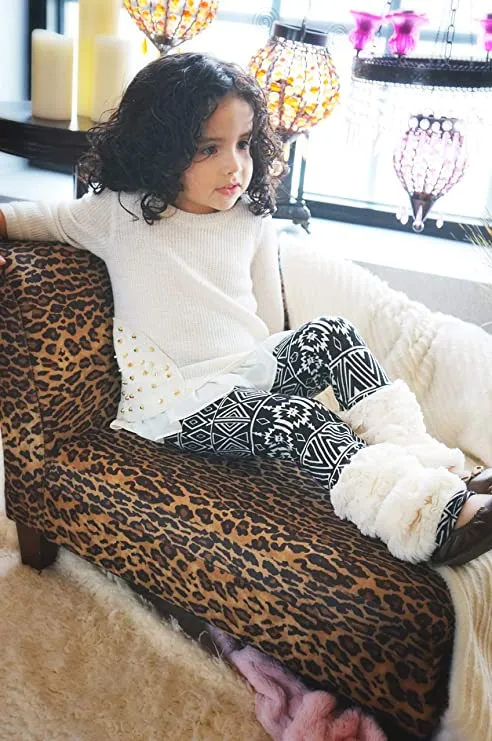 Little Girl’s Thin Knit Gold Stud Ruffle Pullover