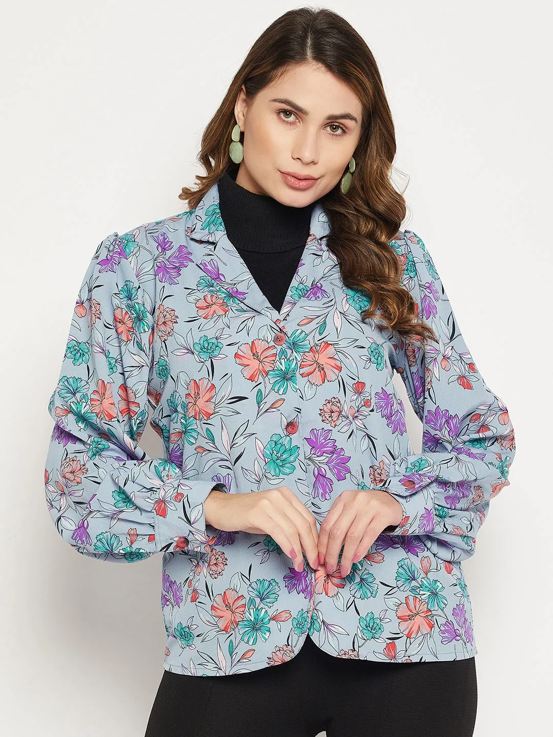 Long Sleeves Relaxed Floral Printed Casual Shirt