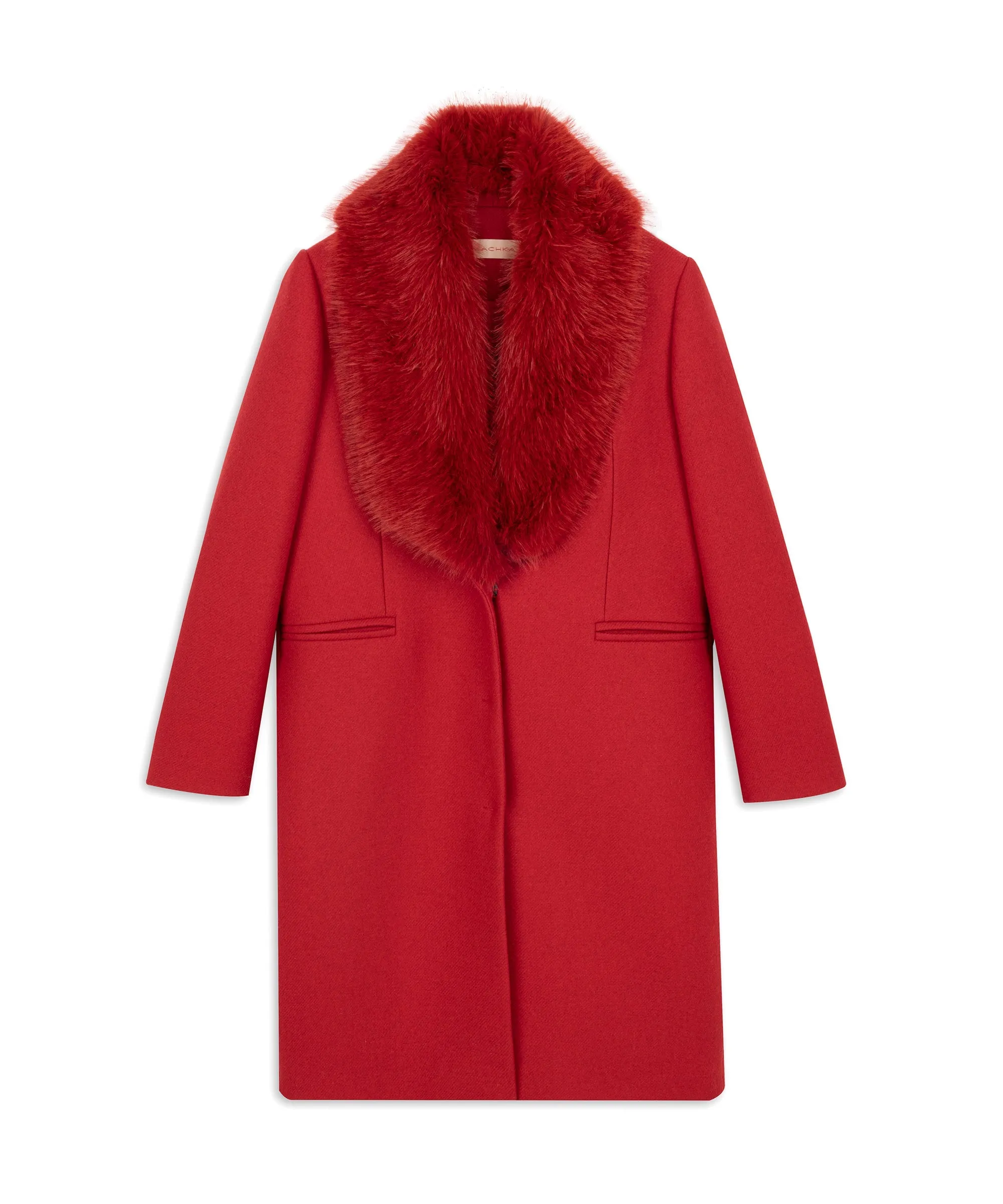 Machka Fur Garnished Coat Red