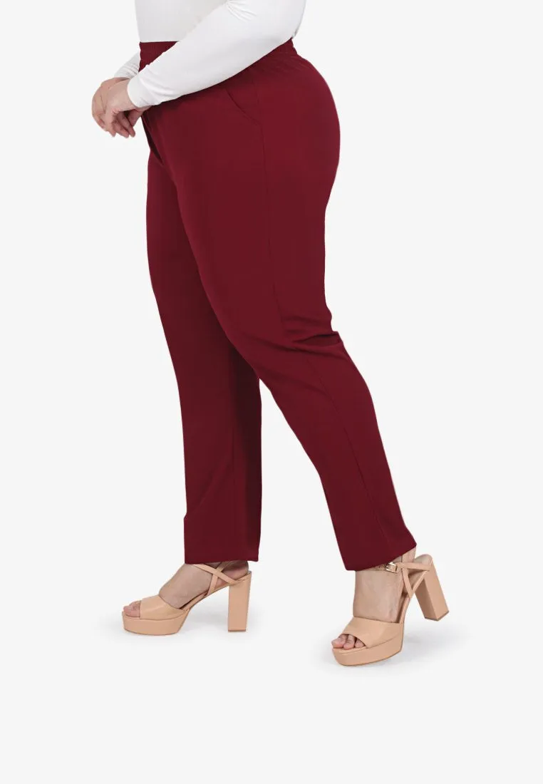 Mattea Minimalist Tapered Pants - Maroon