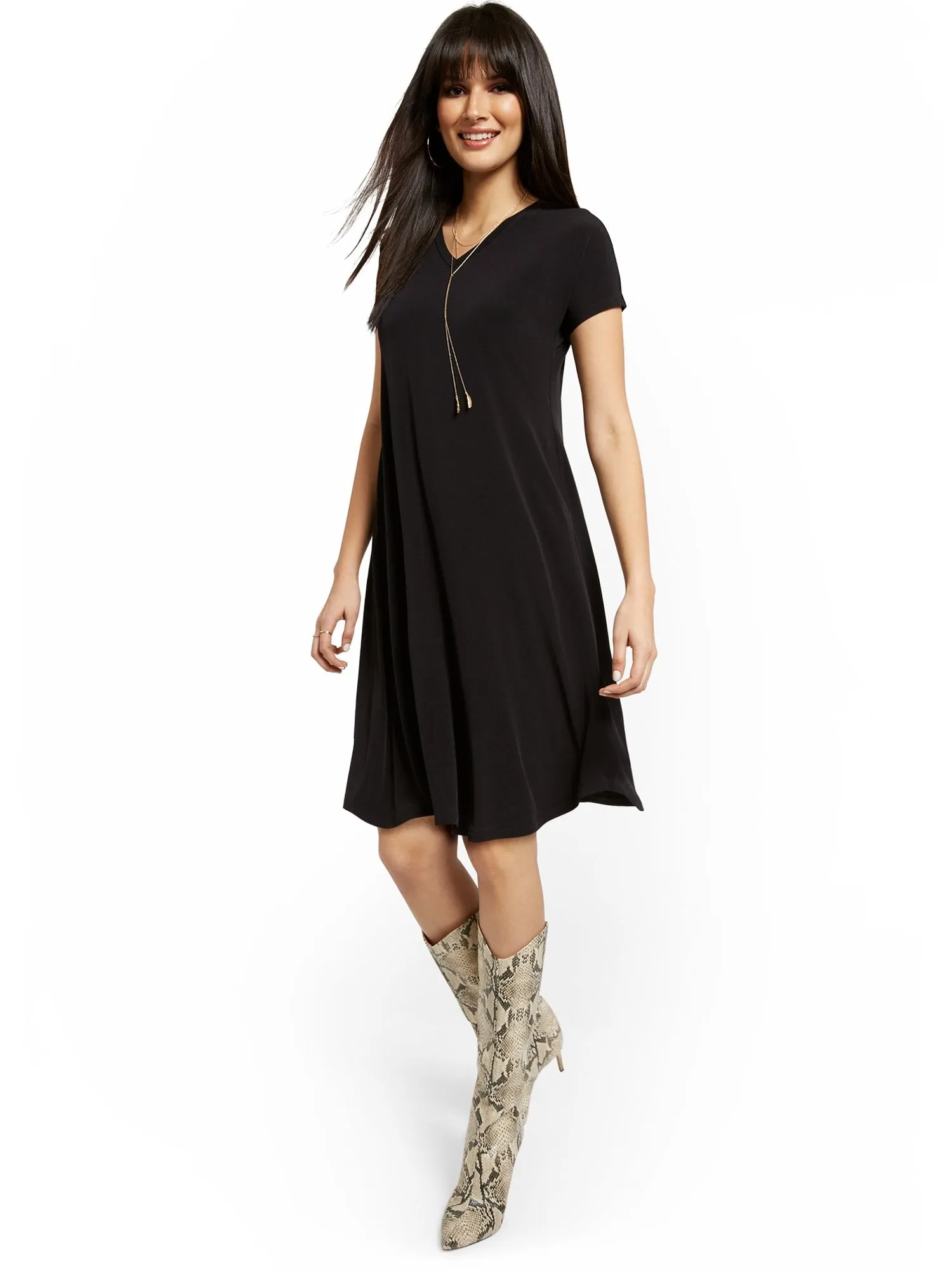 Mini V-Neck T-Shirt Dress