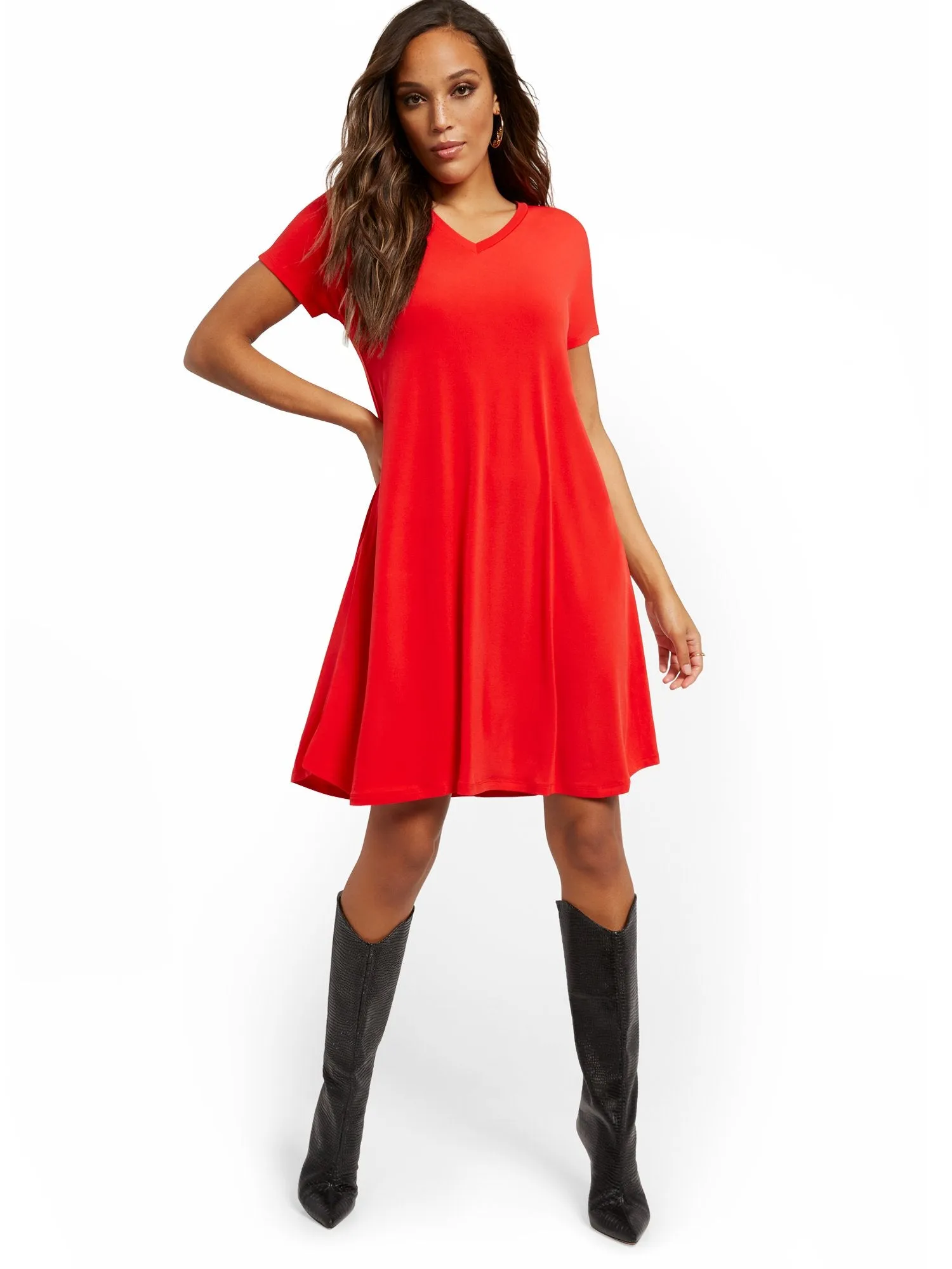 Mini V-Neck T-Shirt Dress