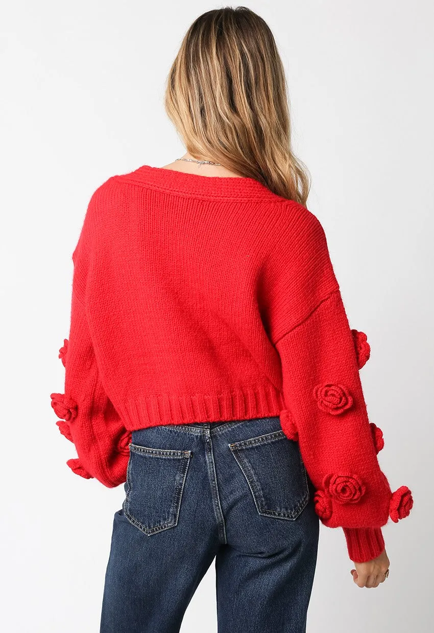 Monica Rosette Knit Cardigan