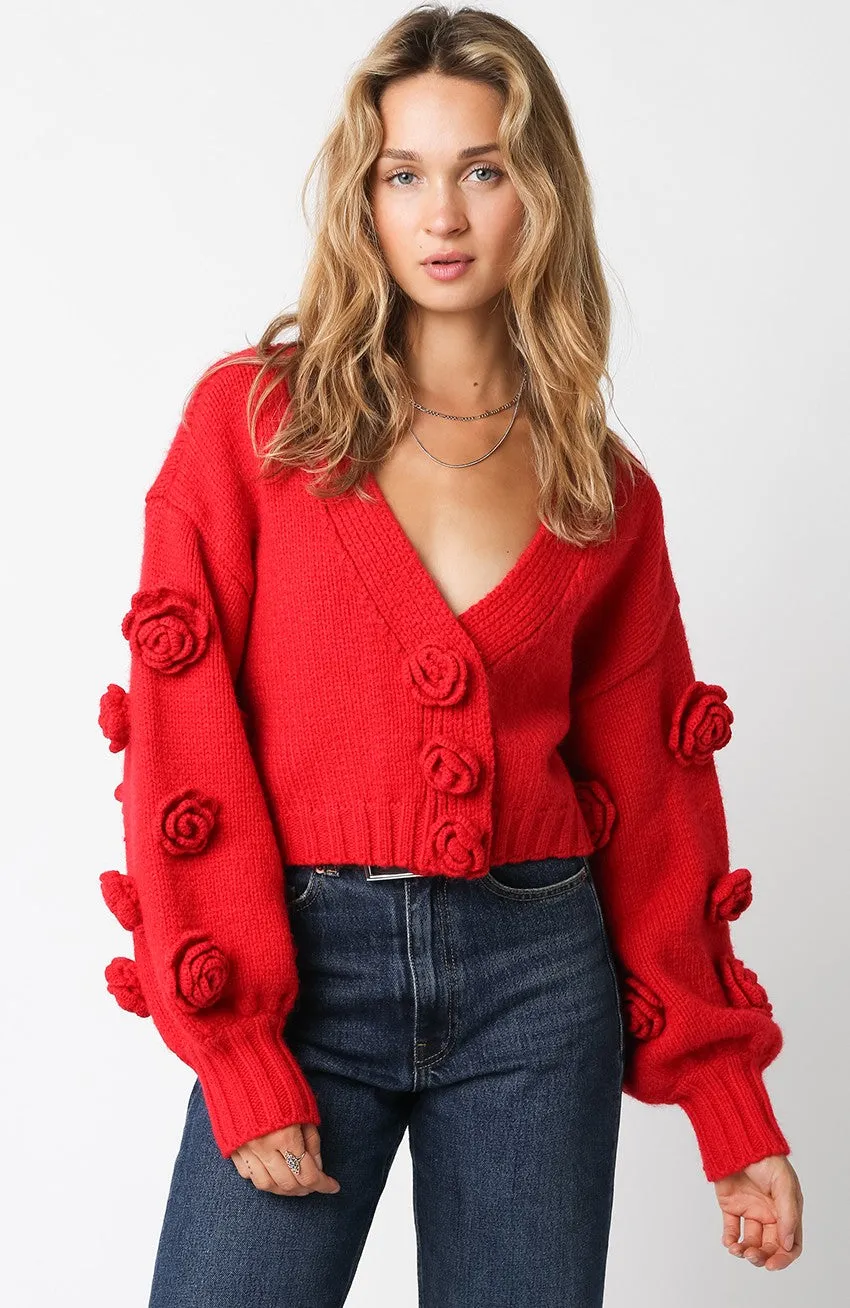 Monica Rosette Knit Cardigan