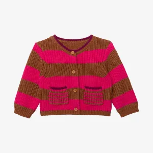 Newborn girls' hot pink knit cardigan