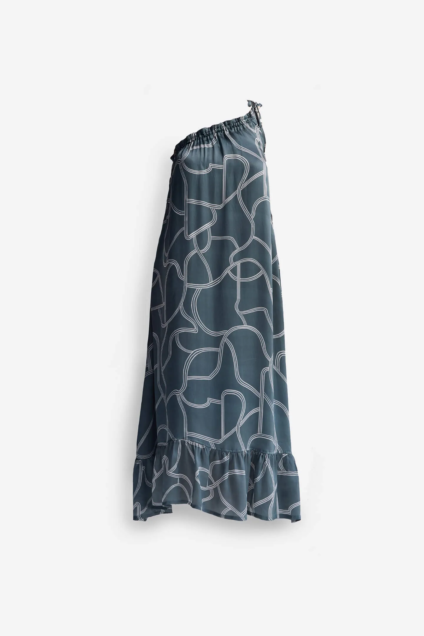 One Shoulder Maxi Dress in Abstract Stripes