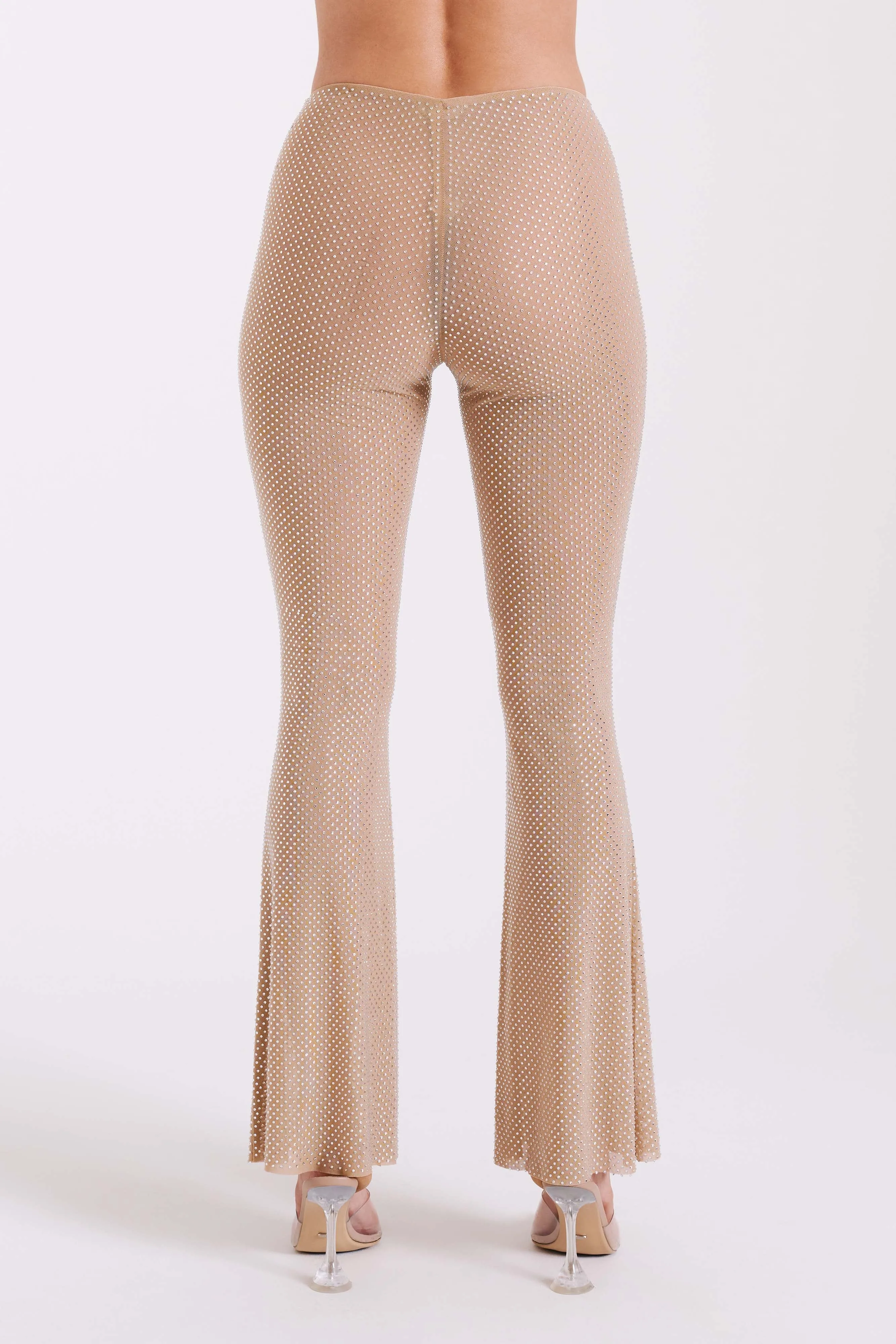 Ophelia Diamante Skinny Leg Pants - Nude