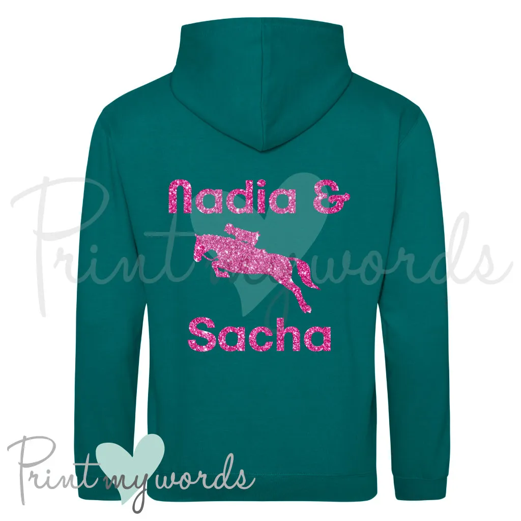 Personalised Glitter Equestrian Hoodie - Jumping Design