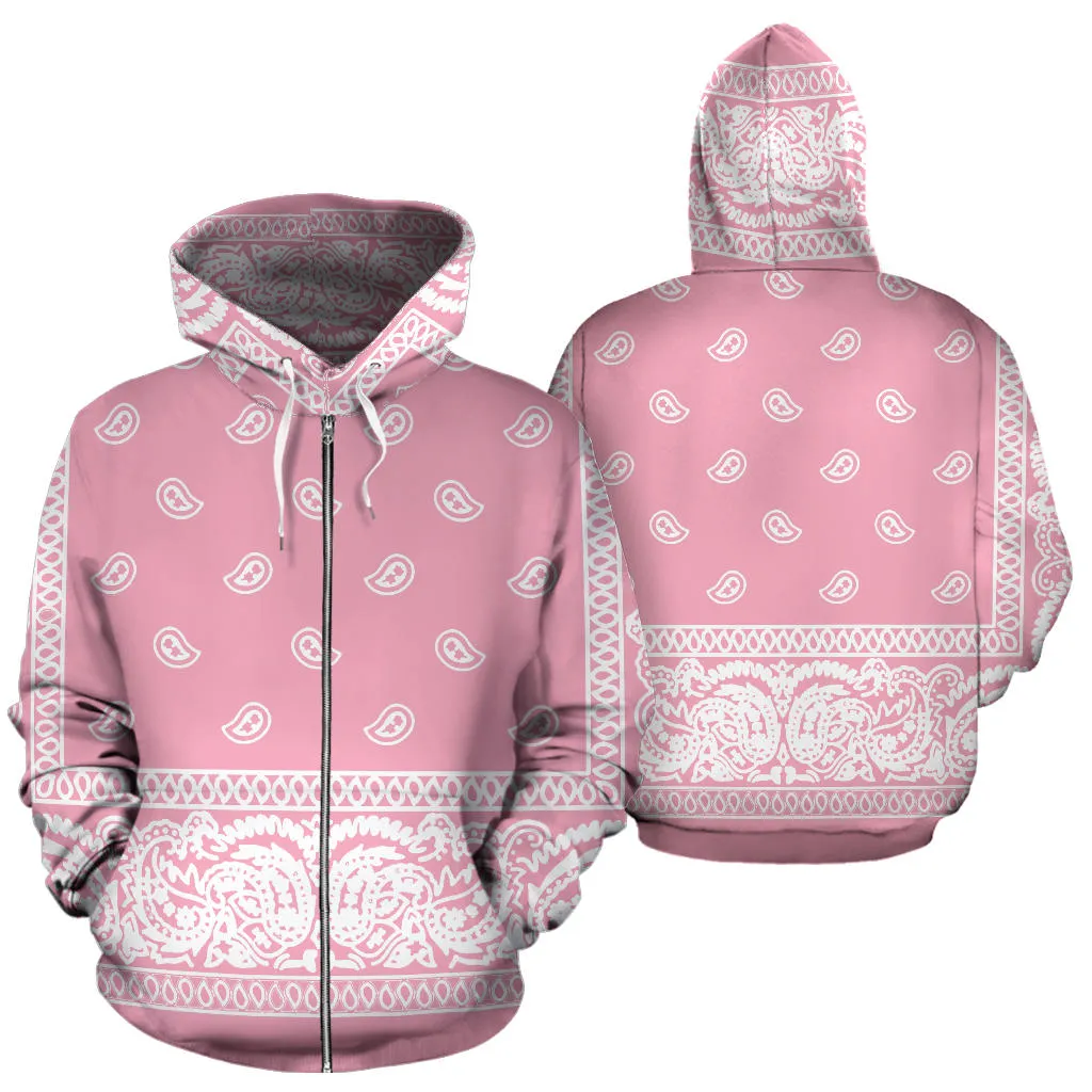 Pink Bandanna Zip Up Hoodie