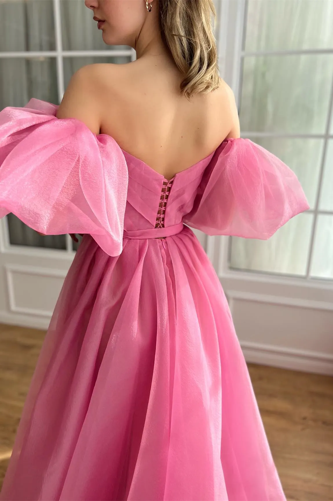 Pink Bubble Gown A-line Prom Dresses, Flowy Prom Dresses, Newest Prom Dresses