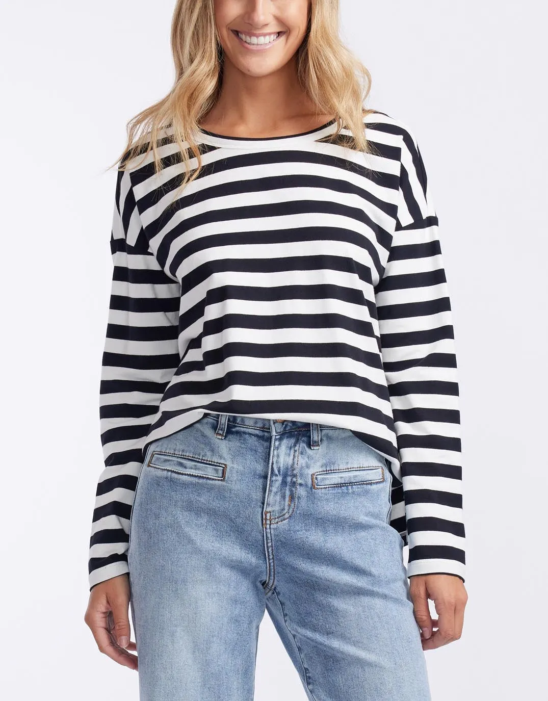 Relaxed Long Sleeve T-Shirt - Frenchie Stripe