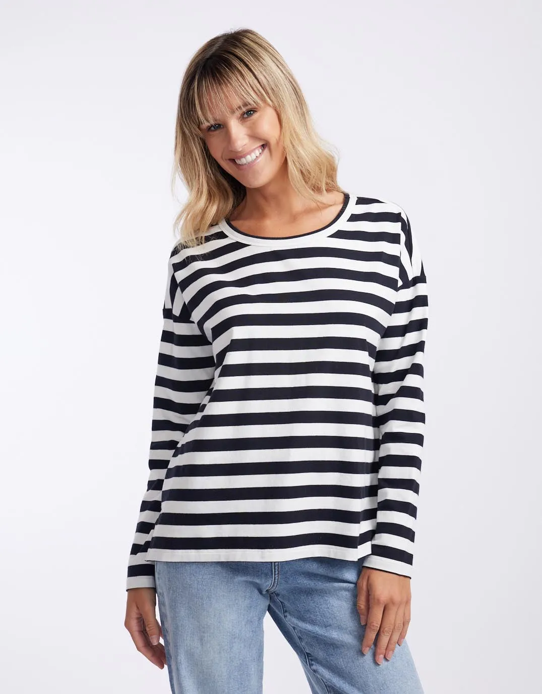 Relaxed Long Sleeve T-Shirt - Frenchie Stripe