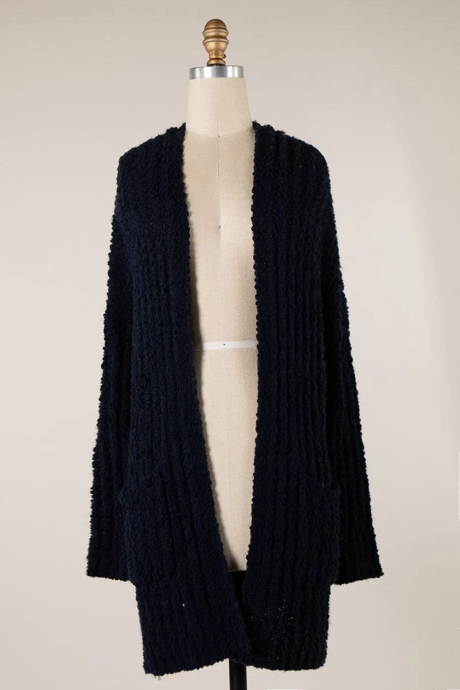 Ribbed Popcorn Knit Long Cardigan - Final Sale