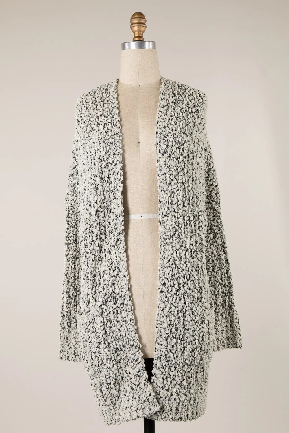 Ribbed Popcorn Knit Long Cardigan - Final Sale