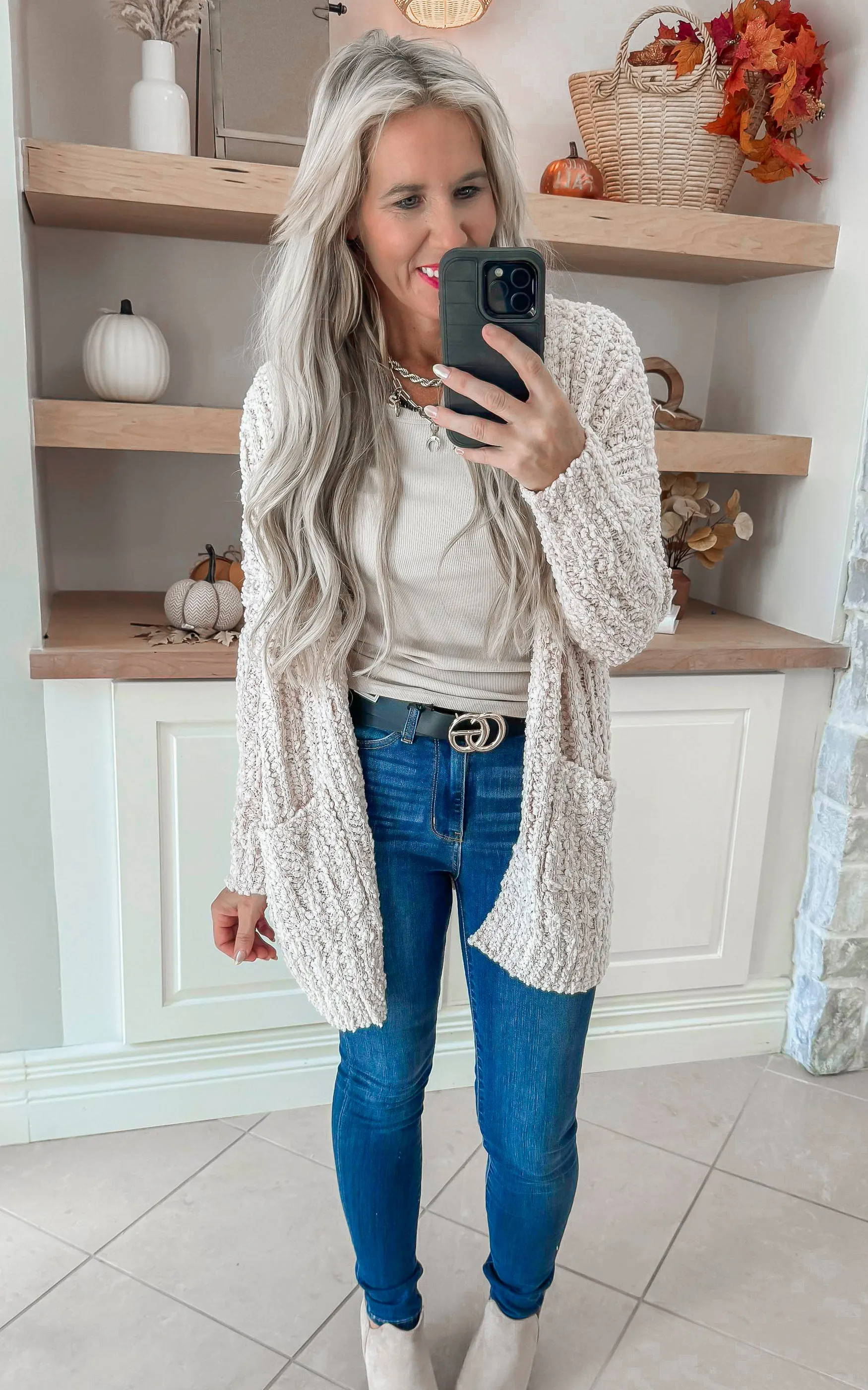 Ribbed Popcorn Knit Long Cardigan - Final Sale