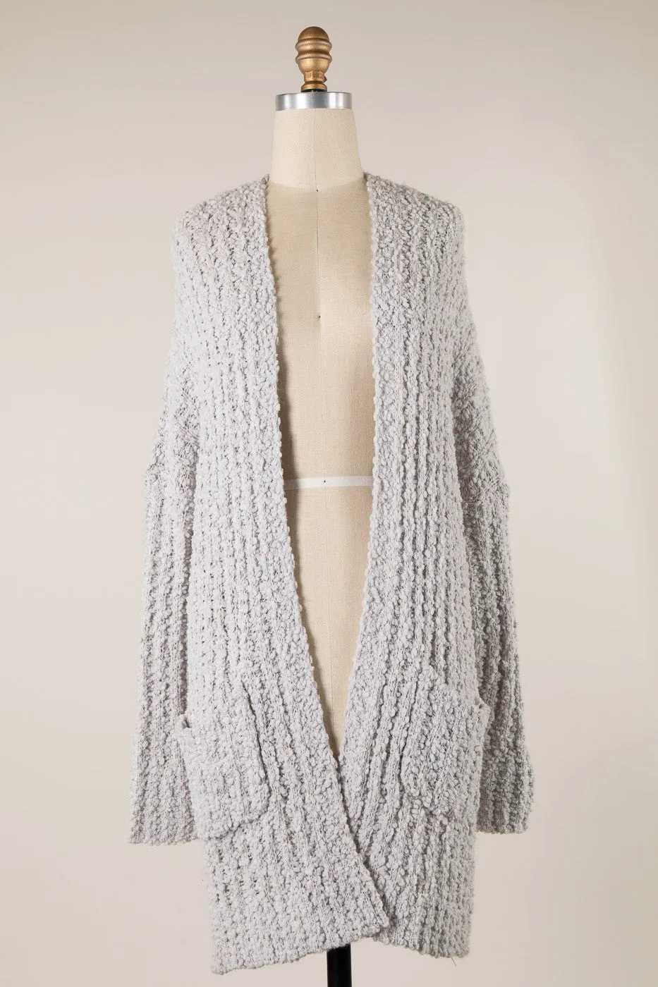 Ribbed Popcorn Knit Long Cardigan - Final Sale