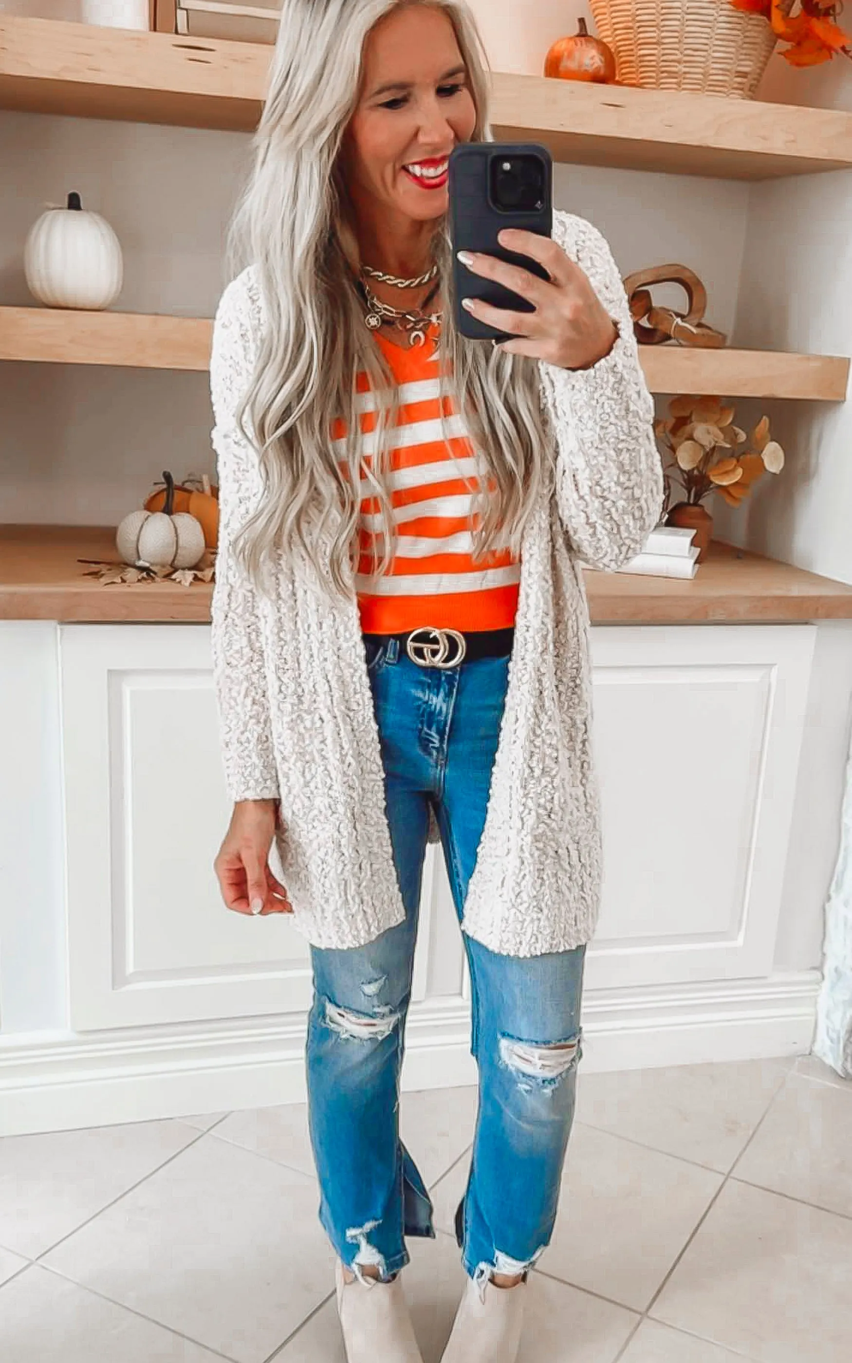 Ribbed Popcorn Knit Long Cardigan - Final Sale