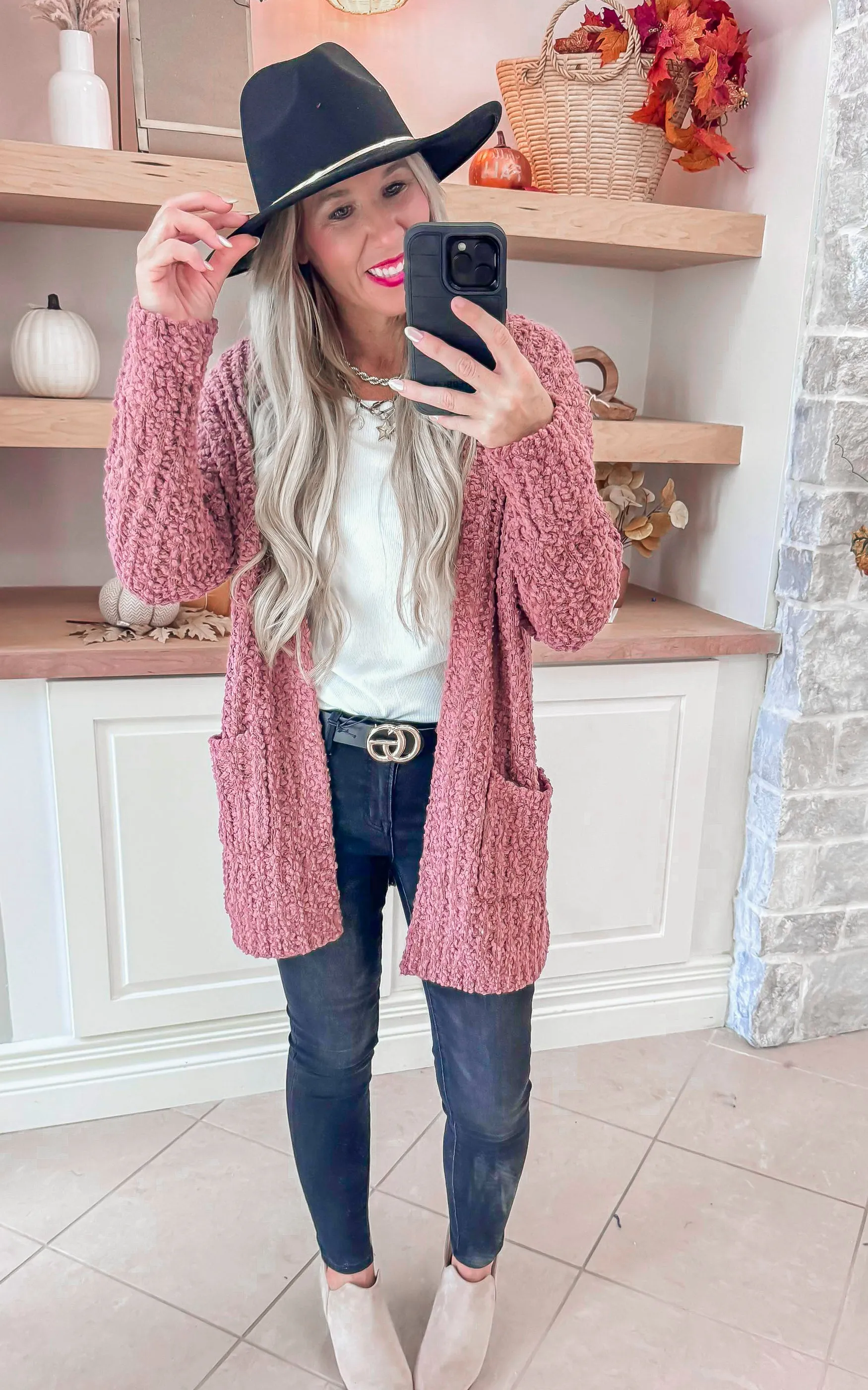 Ribbed Popcorn Knit Long Cardigan - Final Sale