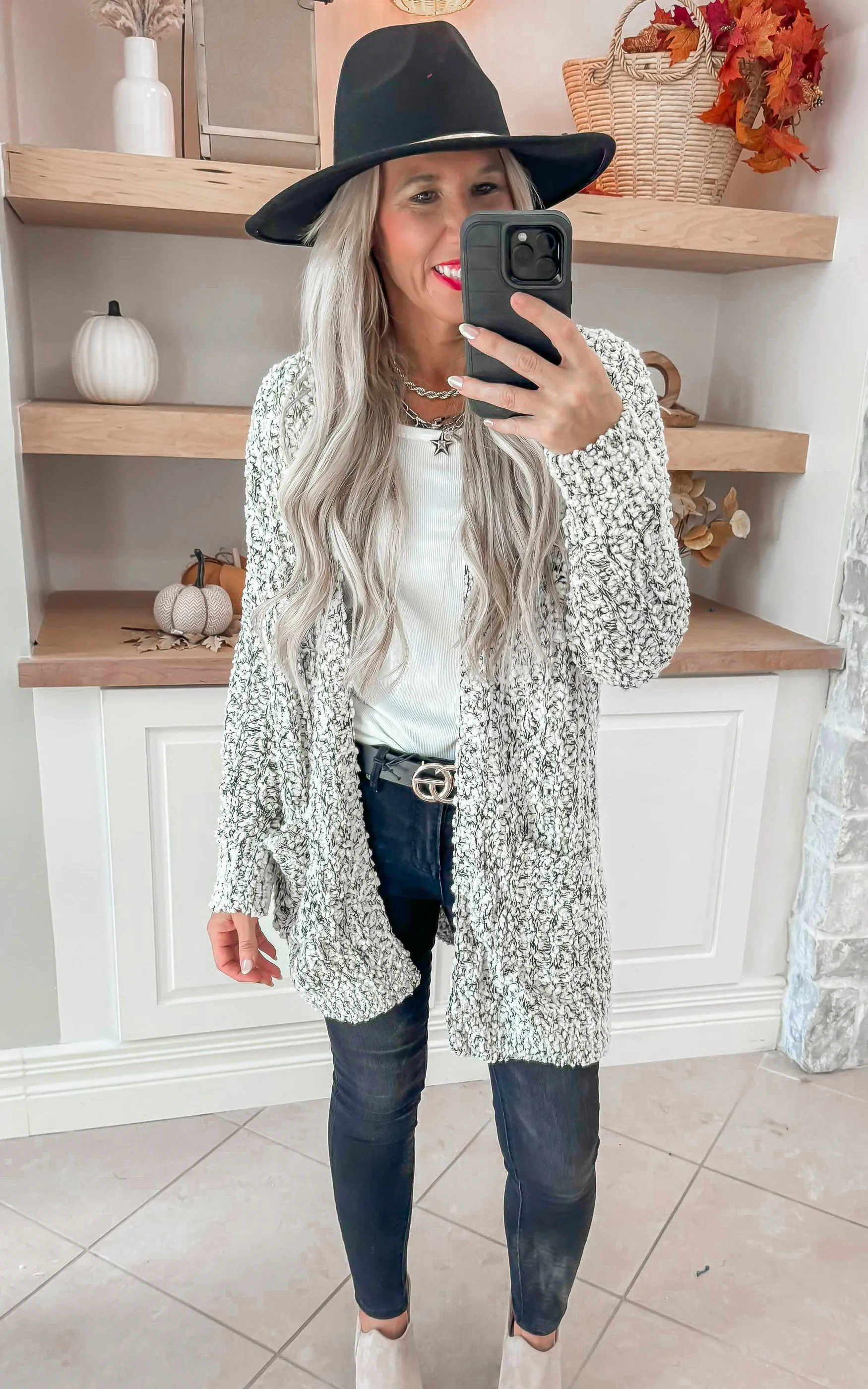 Ribbed Popcorn Knit Long Cardigan - Final Sale