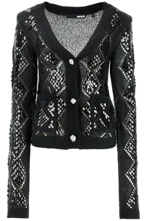 Rotate Perforated Cardigan With