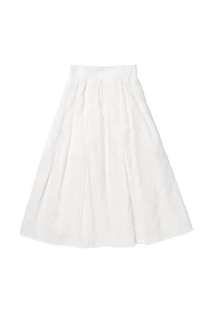 SAMPLE - Smocked Waist MIDI Skirt - White Embroidery