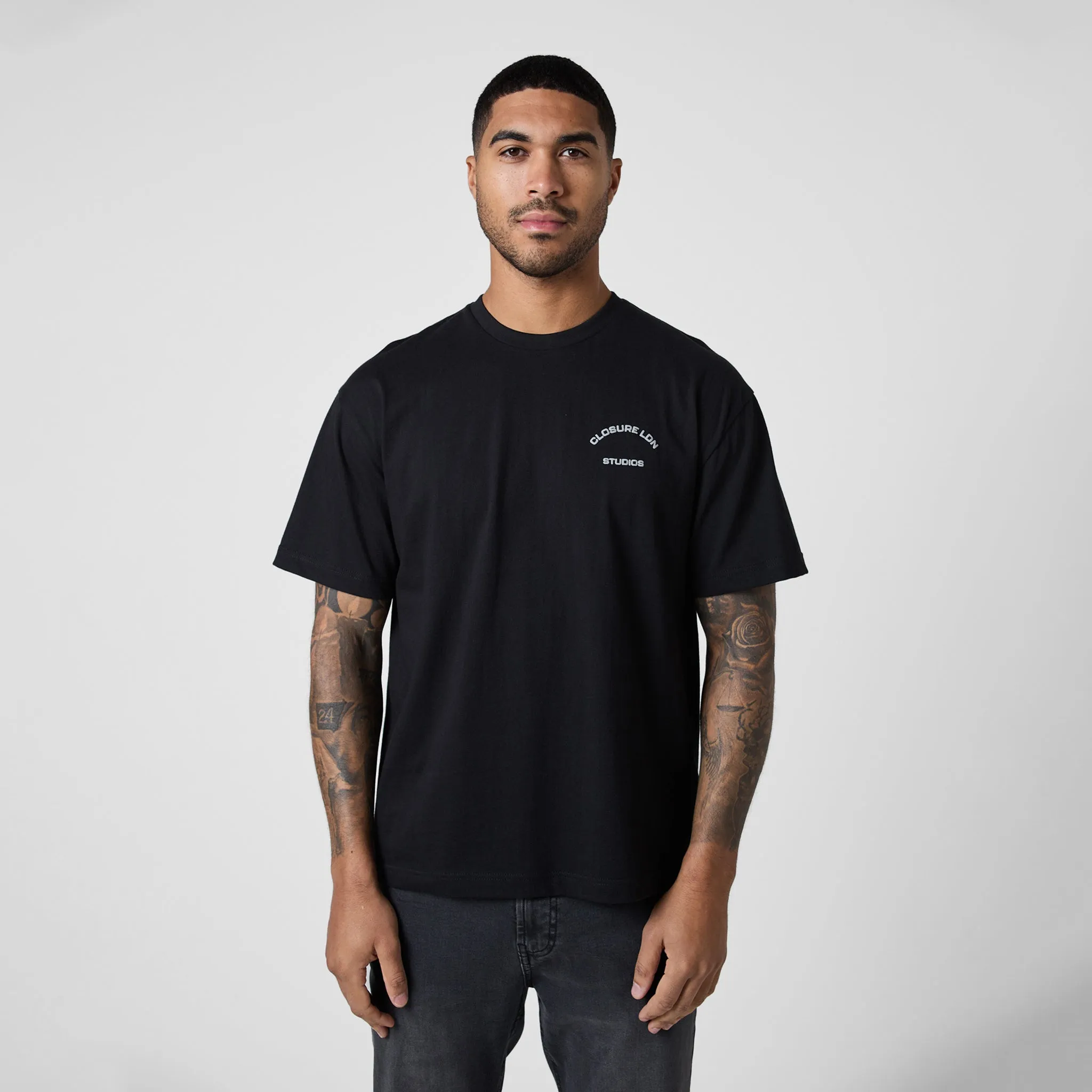 Stamped Logo Relaxed Fit T-Shirt | Black