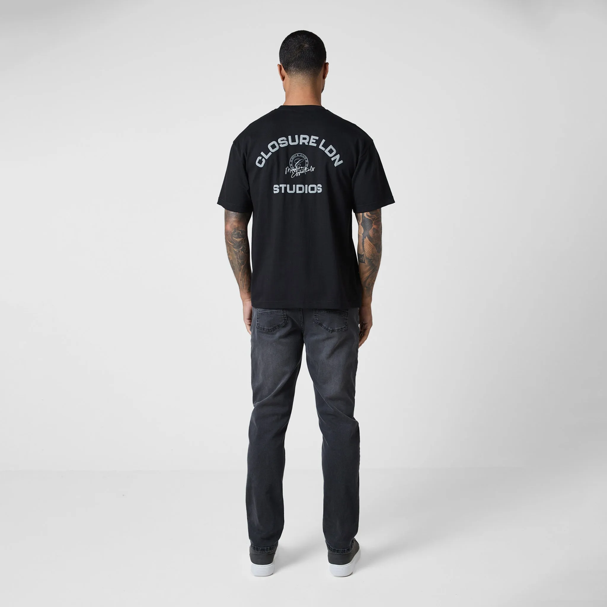 Stamped Logo Relaxed Fit T-Shirt | Black