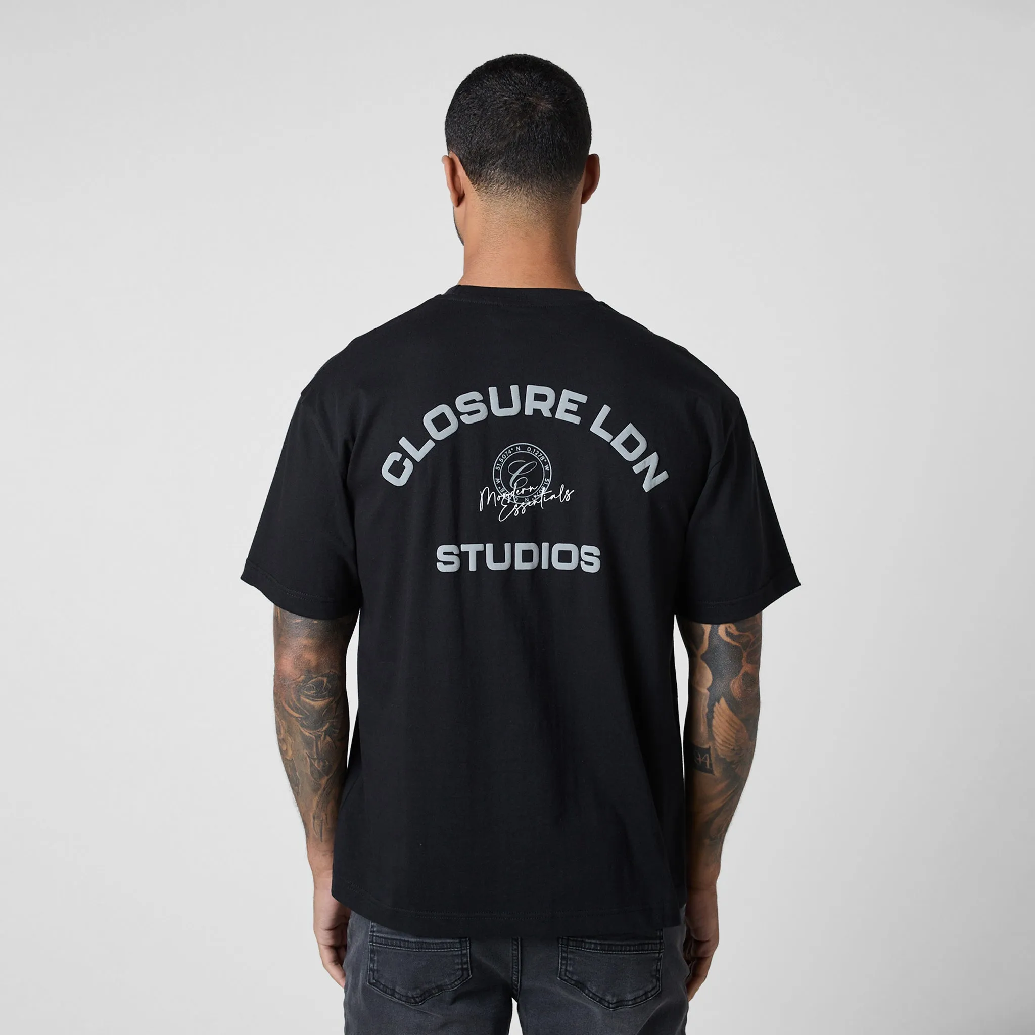 Stamped Logo Relaxed Fit T-Shirt | Black