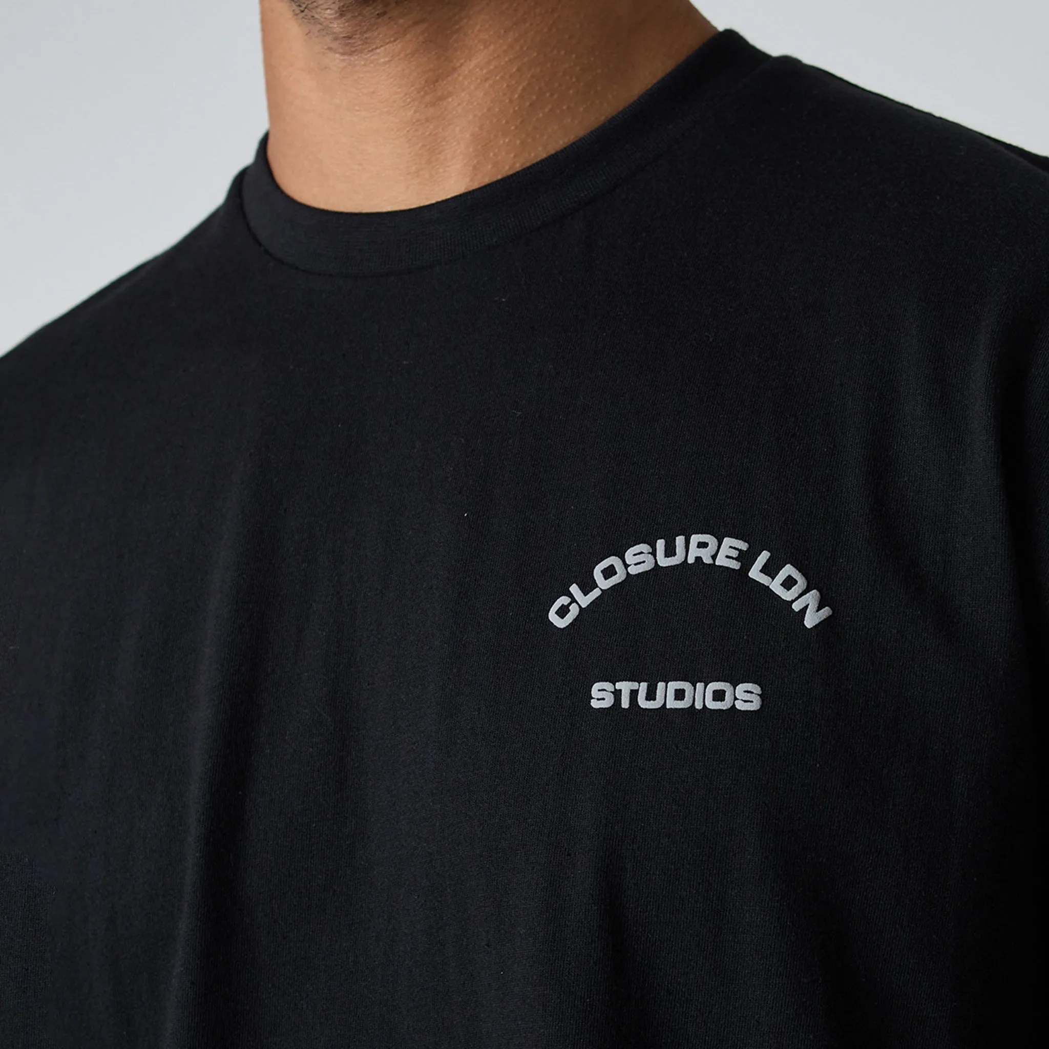 Stamped Logo Relaxed Fit T-Shirt | Black