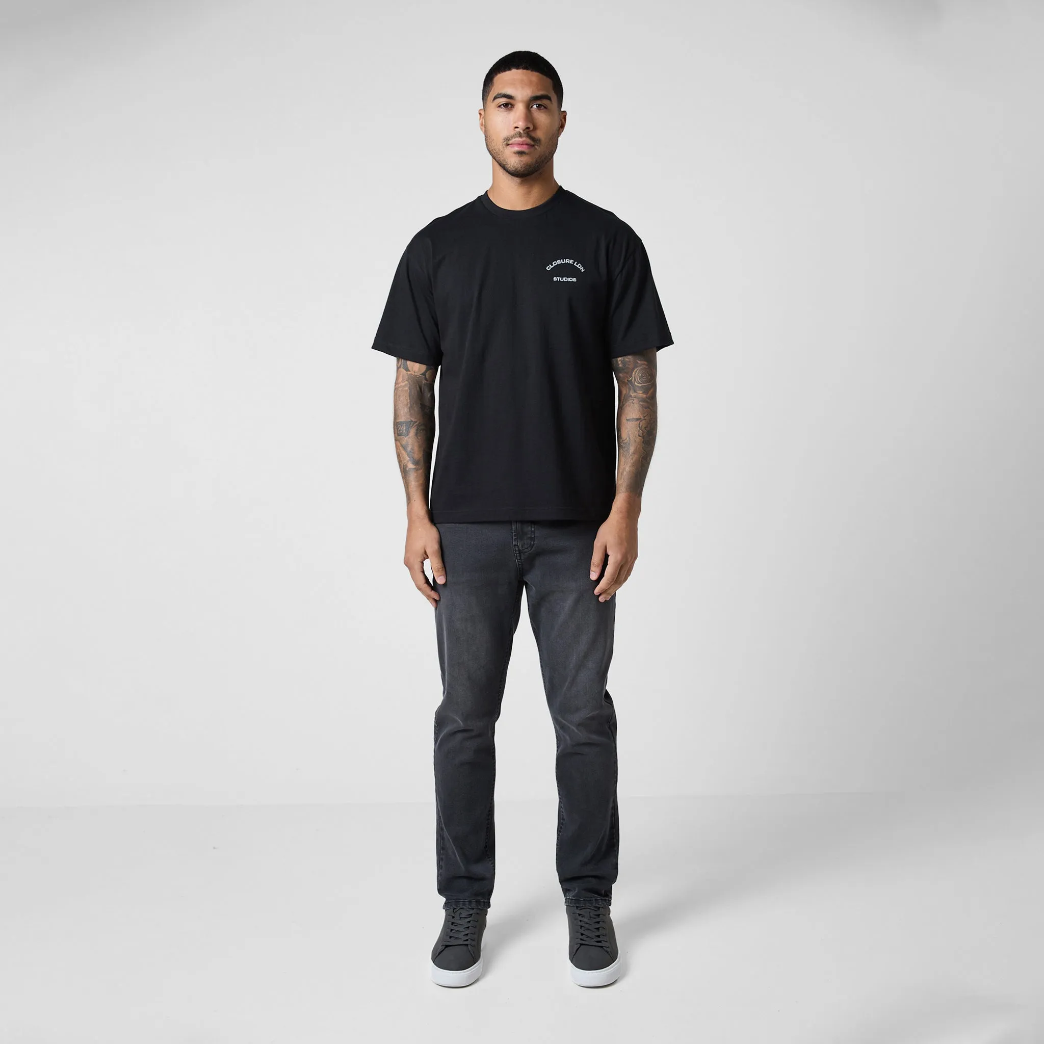 Stamped Logo Relaxed Fit T-Shirt | Black