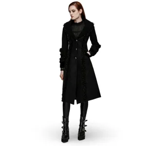 Stylish Engraved Button Gothic Plush-Striped Coat