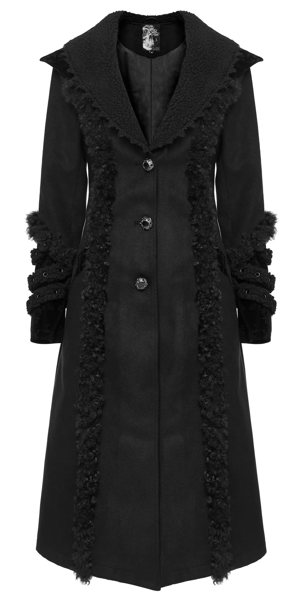 Stylish Engraved Button Gothic Plush-Striped Coat