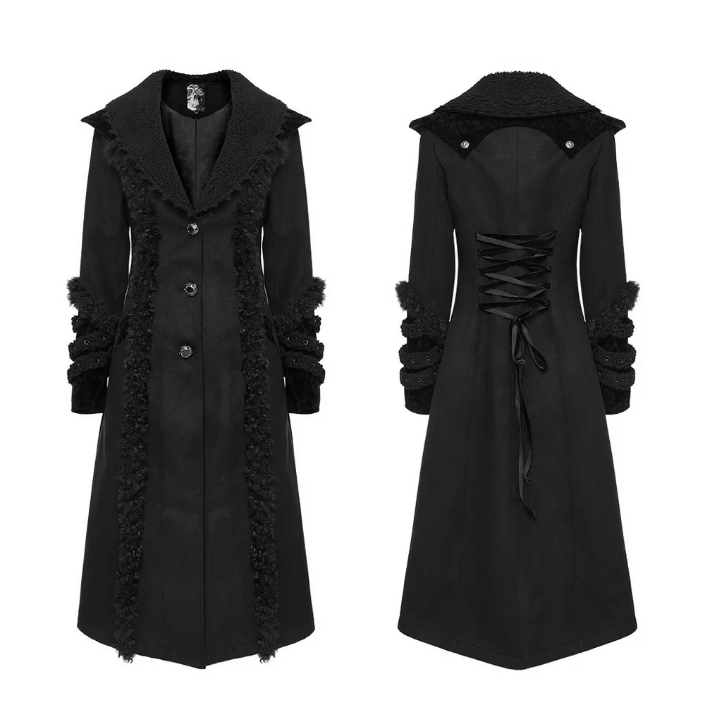 Stylish Engraved Button Gothic Plush-Striped Coat