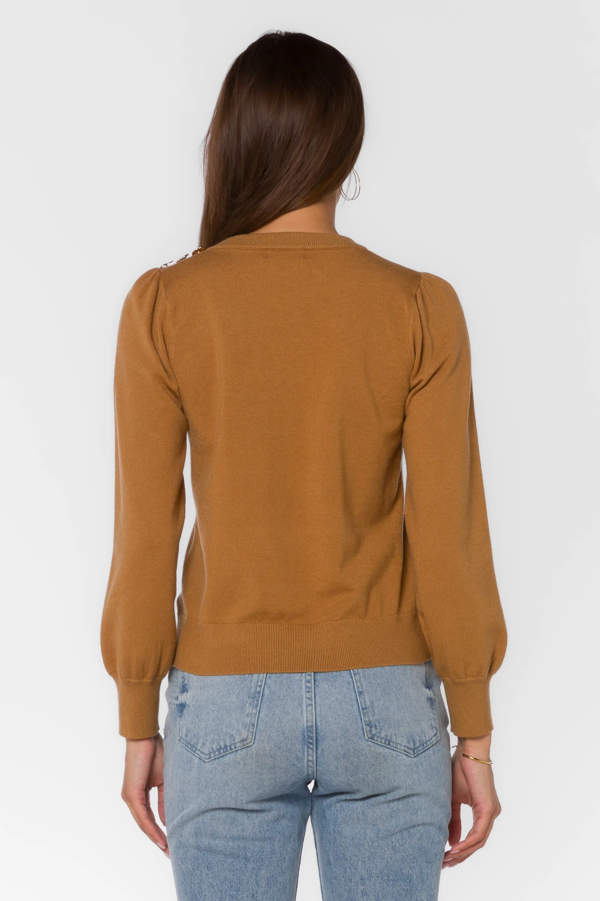 Taffy Burlap Gold Button Sweater