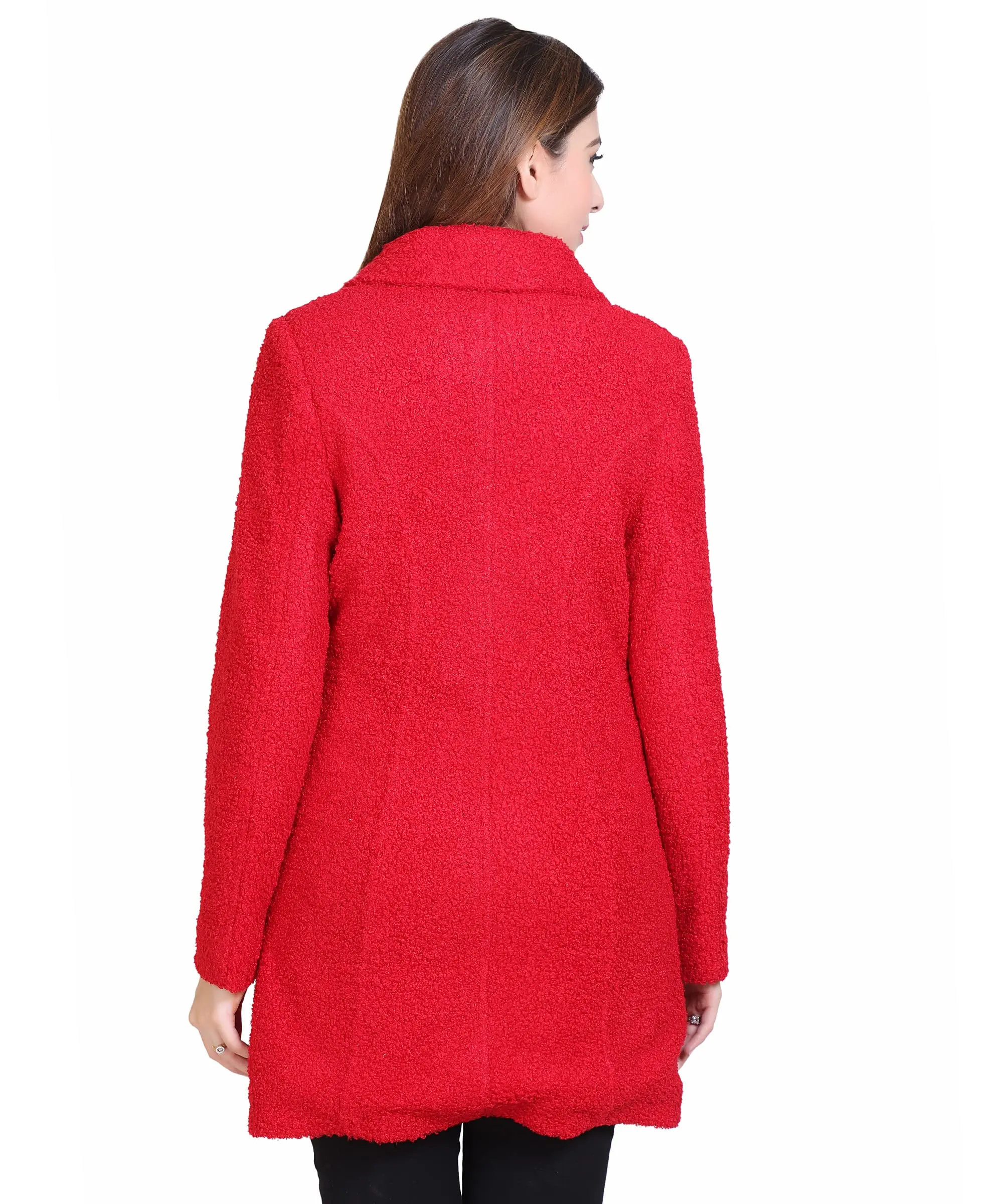 Women Casual Stylish Overcoat with Designer Notched Lapel Collar