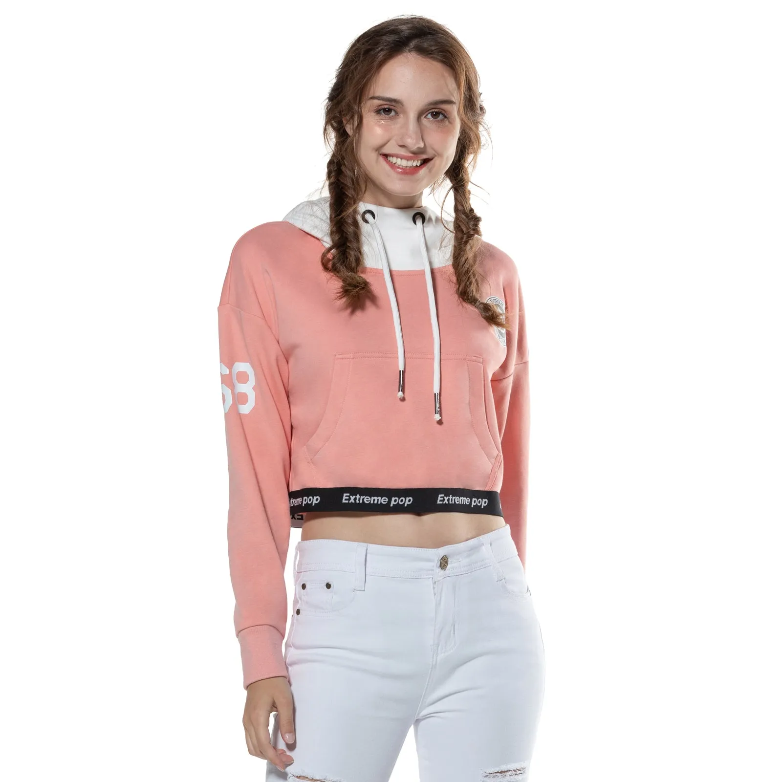 Women's Crop Hoodie Sweatshirt  S M L XL Grey Pink Black